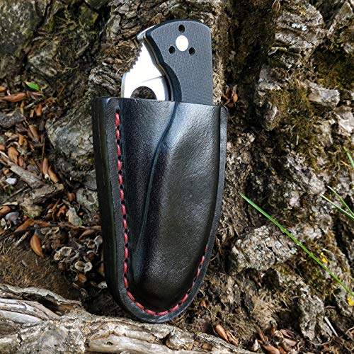 Friction sheath with belt loop for Spyderco Tenacious , custom leather