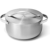 Caraway Stainless Steel Dutch Oven (6.5 Qt) - 5-Ply Stainless Steel - Oven Safe & Stovetop Agnostic - Non Toxic, PTFE & PFOA Free