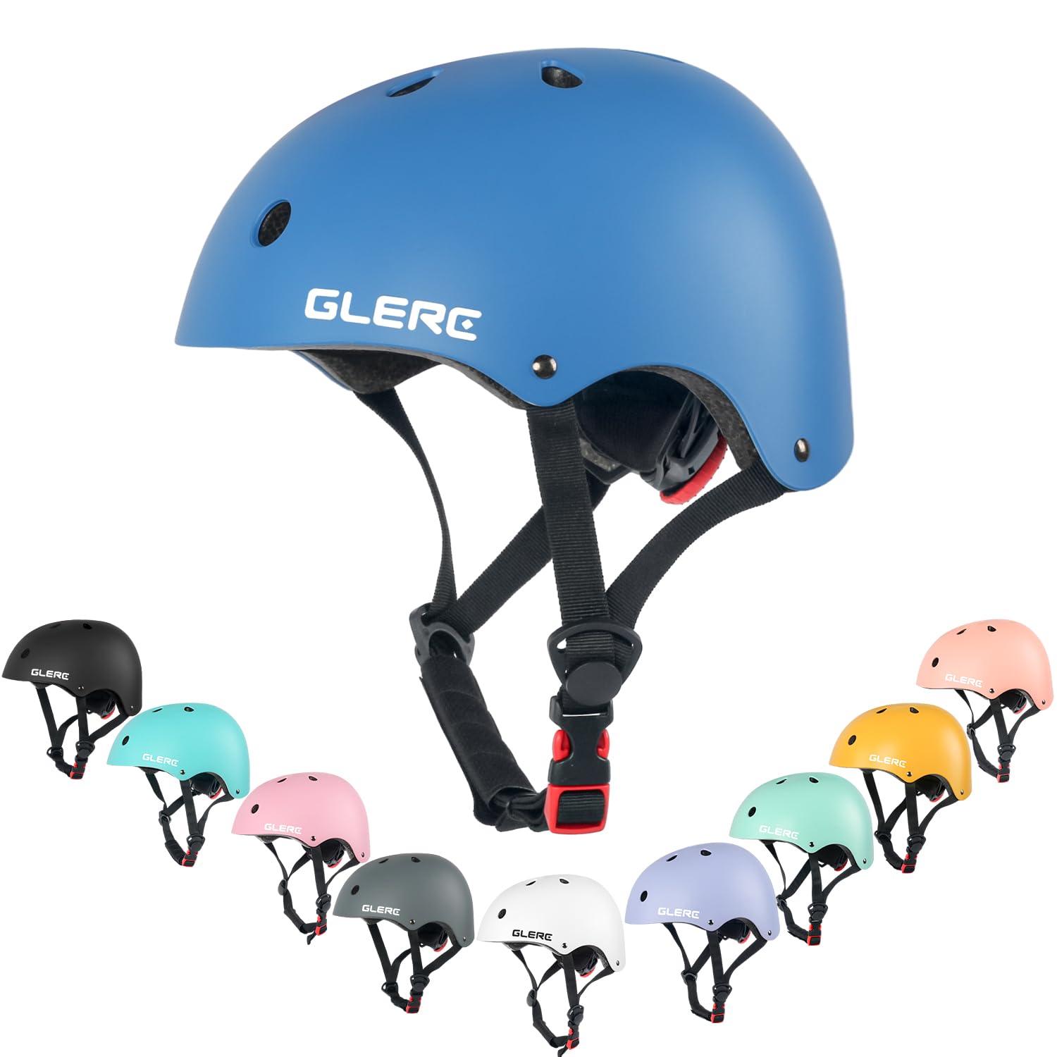 Glerc Kids Multi-Sport Helmet for Boys & Girls Ages over 8 years old, for Bike, Scooter, Skate & More, Adjustable Size M, Blue — image 1