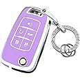XIYANG TRADE for Chevy Key Fob Cover with Keychain,Premium TPU Full Protection Key Case Shell for Equinox Camaro Cruze Malibu Impala Spark Sonic GMC Buick Terrain Encore Allure Regal(Purple)