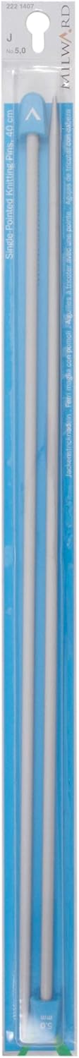 Single Point Knitting Needles, 40cm, 5.0mm, Silver Grey