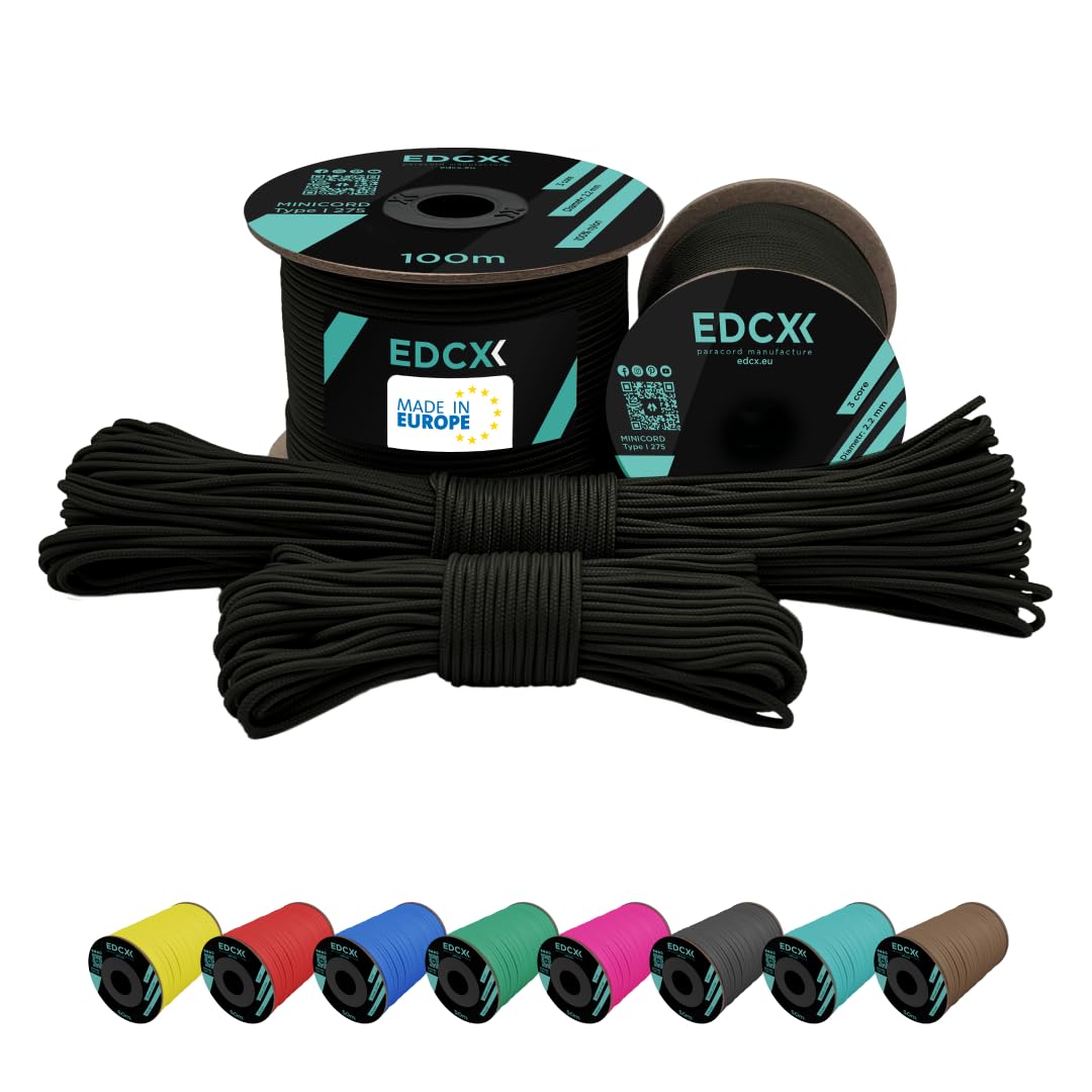 EdcX 2 mm Nylon Paracord 275 (15, 30, 50 and 100 m)– 100% Nylon rope, 3-Strand cord, Nylon cord 2 mm in Many Colours (Army Green, 15 m)