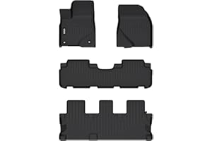 VIWIK Floor Mats Compatible for 2014-2019 Highlander, Car Mats All Weather Protection Custom Floor Liners Full Set Include Front, Rear and Third Row, Automotive Floor Mats TPE Black