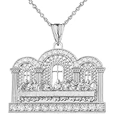 Religious Jewelry by FDJ Exquisite Sterling Silver CZ The Last Supper Pendant Necklace