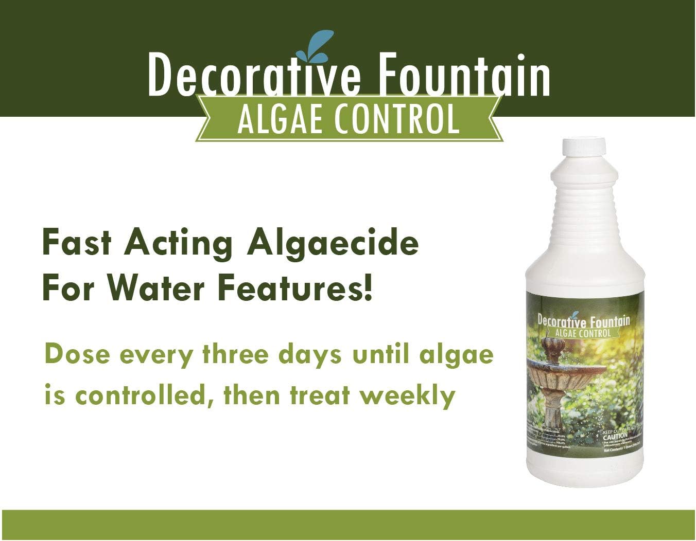 Fountain Algaecide and Clarifier, Formulated for Small Ponds, Water Features, 32oz : Garden & Outdoor
