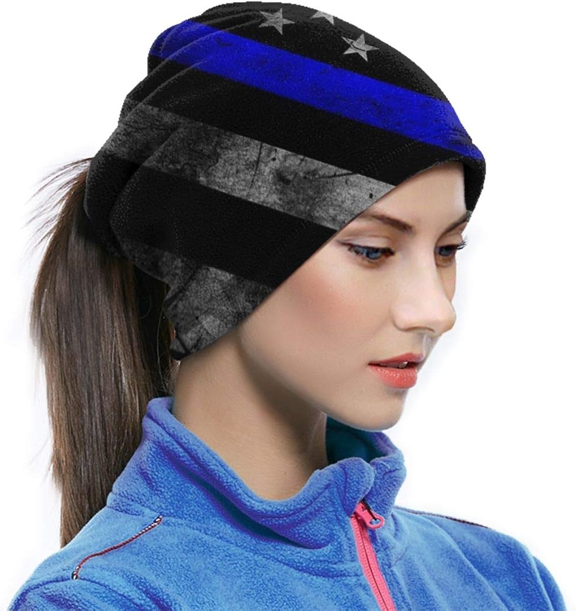 Face Mask Bandana Blue Lives Matter Flag Ear Face Mask for Men Women, Dust-Free Neck Warmer Cover Sportswear for Cycling, Cold Weather, Ski, Multifunctional Shield Scarf: Clothing