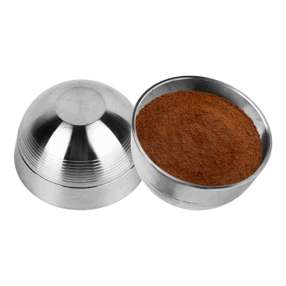 Photo 1 of Stainless Steel Reusable Coffee Pods - Refillable Capsules with Brush & Spoon (Silver) - Environmentally Friendly, Easy to Clean, Compatible with Various Coffee Machines for Home & Office Use