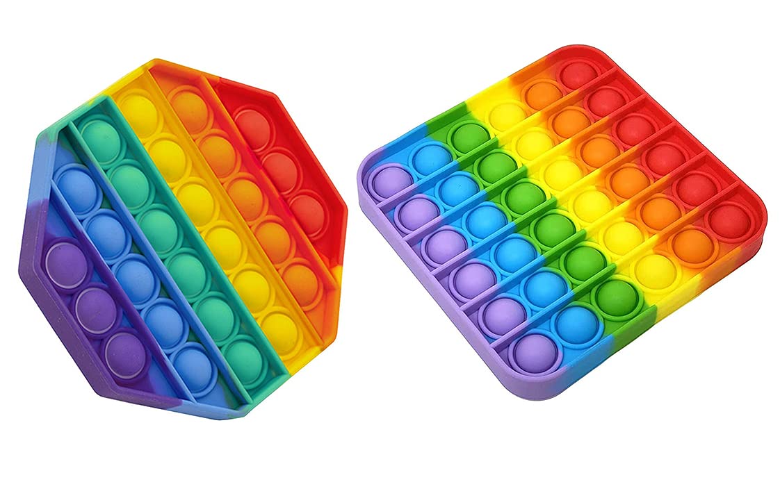Push Pop Pop Bubble Pop It Fidget Toy,Unique Shape Sensory Fidget Toys - Heart/Bunny/Bear/Flower, Extrusion Bubble Fidget Sensory Toy,Multicolor ALLCLEARANCEUK (Square & Octagan)