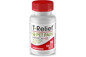 MEDINATURA T-Relief Pet Pain Relief Arnica +12 Powerful Natural Medicines Help Ease Muscle Joint & Hip Pain Soreness Stiffness & Injuries Max Fast-Acting Soother for Dogs & Cats - 90 Tablets