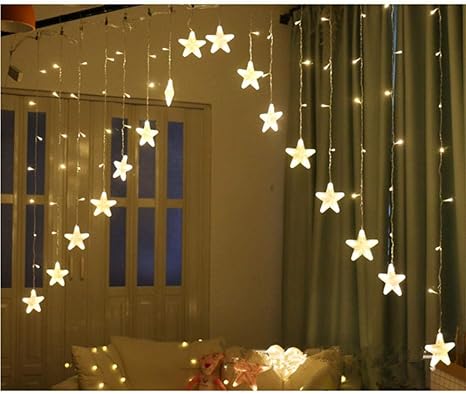 Immagini Natalizie Romantiche.Girlaa 3m Luci Natalizie Romantiche A Forma Di Stella Per Tende A Forma Di Tenda Per La Decorazione Della Festa Nuziale Della Corona Della Camera Da Letto Della Famiglia Amazon It Illuminazione