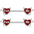 CHARM ONLINE Letter Nipple Ring 14G 316L Surgical Steel Nipple Barbell Heart Shape Devil Body Piercing Jewelry for Women Men……