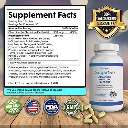 Dr. Ergin's SugarMD Advanced Glucose Support Supplement, 100 Natural