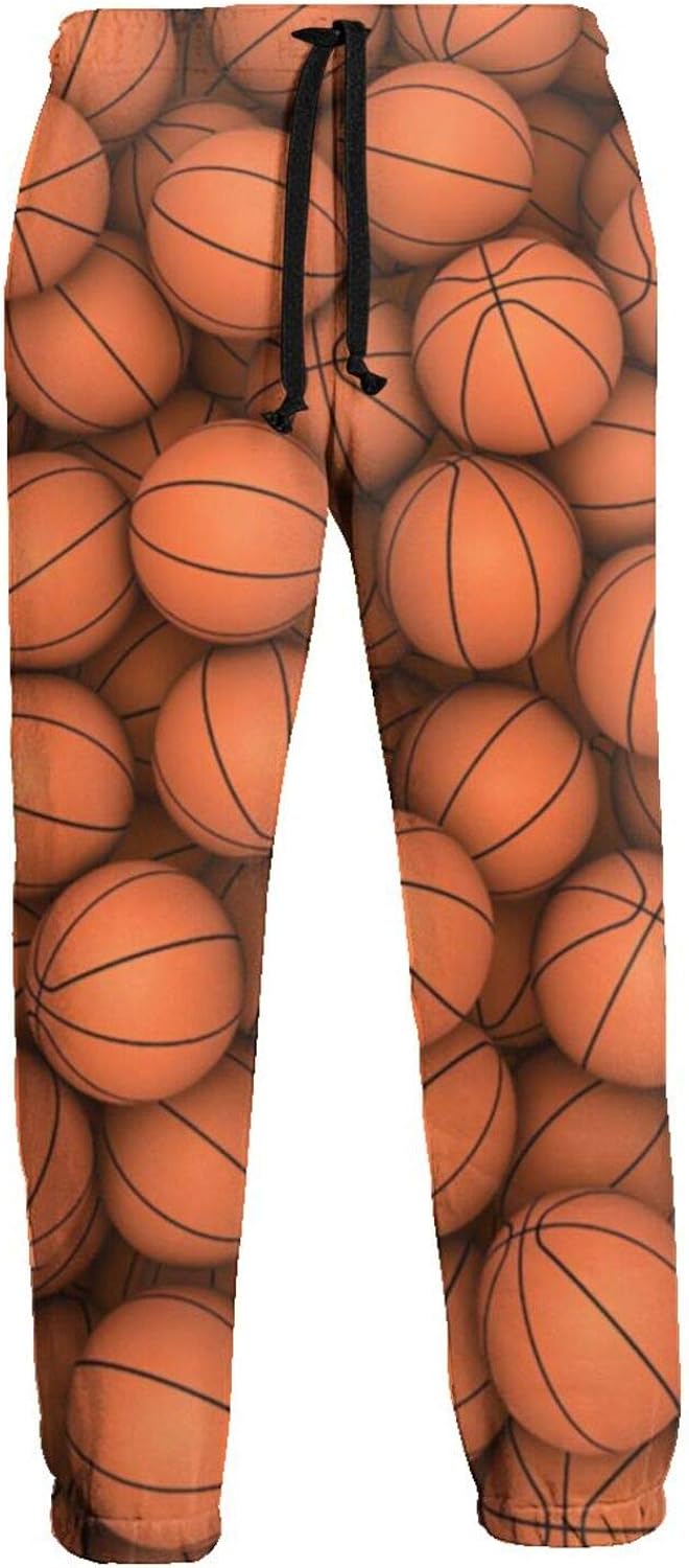 Mens Art Basketball Jogger Sweatpants, Fashion Fleece Sweatpants with