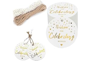 120 pcs Thank You for Celebrating with Tags Wedding Favors Baptism Decorations Gift Tags Thank You Cards Bulk with String Hal