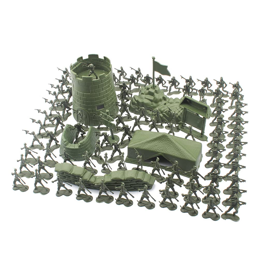 ISAKEN 100 Pieces Military Figures Set, Various Poses Toy Soldiers, Army Men Action Figures, Army Soldiers Play Set