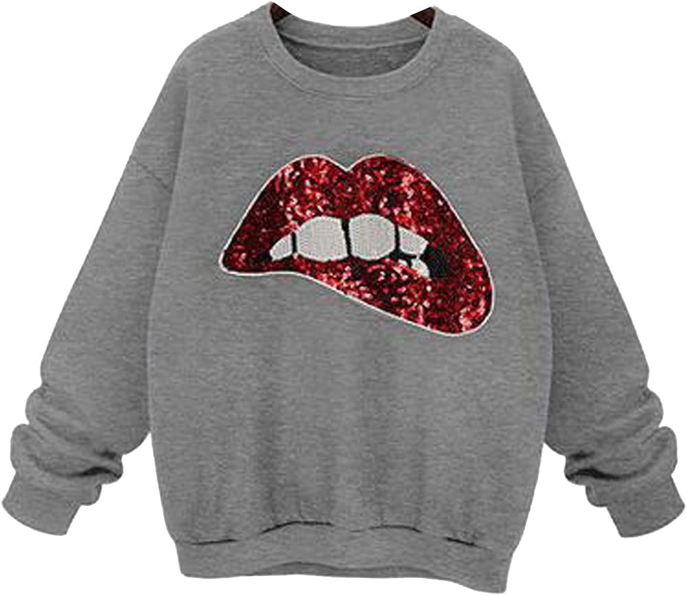sequin lips sweatshirt