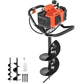 VEVOR Gas Powered Post Hole Digger, 52cc Post Hole Auger with 6" &amp; 10" Bits, 3 Extension Rods, 1450W Heavy-Duty Earth Auger for Fence Posts, Deck/Pergola Posts, Plant/Tree Planting, EPA Listed