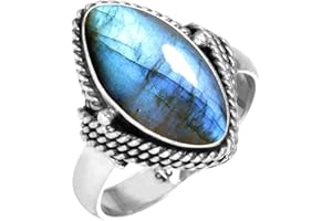 Pearl, Amber, Garnet, Moonstone Marquise Handmade Ring Genuine 925 Sterling Silver Boho Natural Gemstone Jewelry For Women