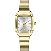BESTKANG Vintage Square Women's Watch Stainless Band Women's Waterproof Easy-to-Read Gold Quartz Watch