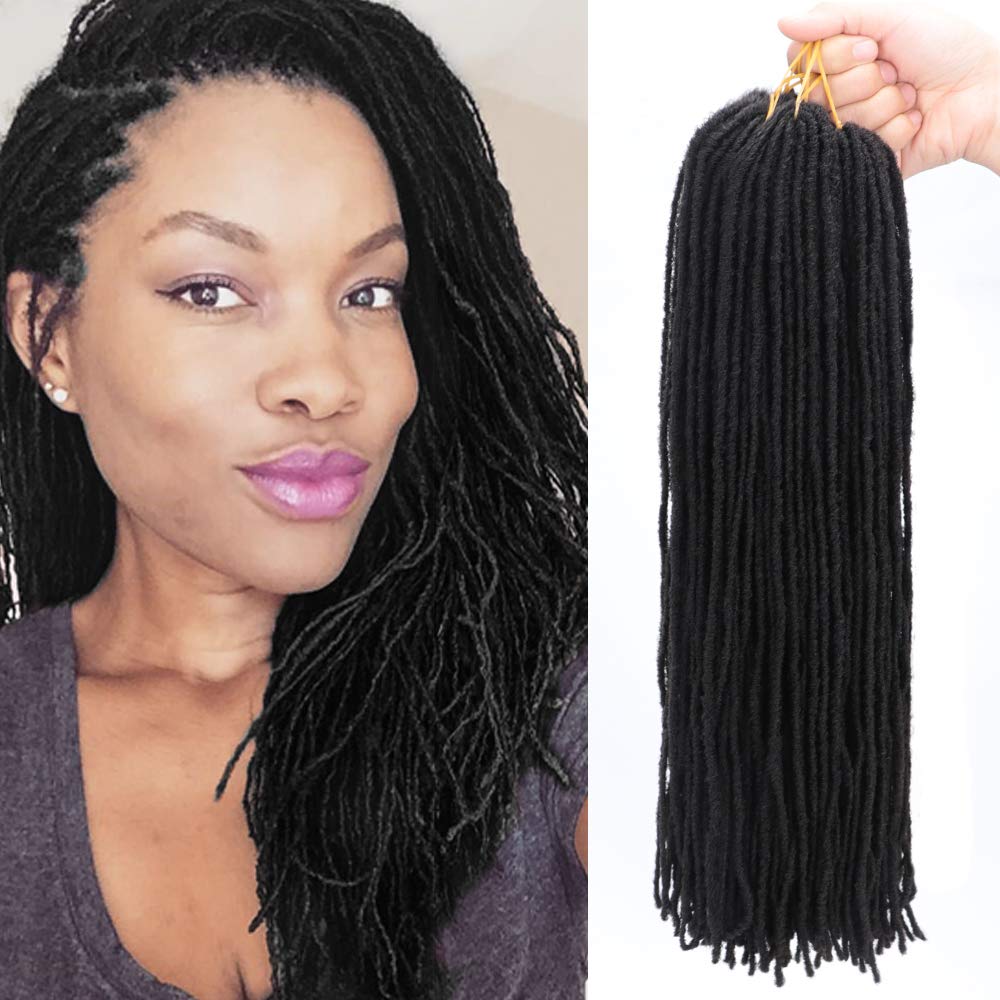 6Packs/Lot Micro Locs Crochet Hair Braids 18 Inch Sister locs Slender Straight Goddess Faux Locs Crochet Hair Synthetic Braiding Hair Extensions For Women(1B#)