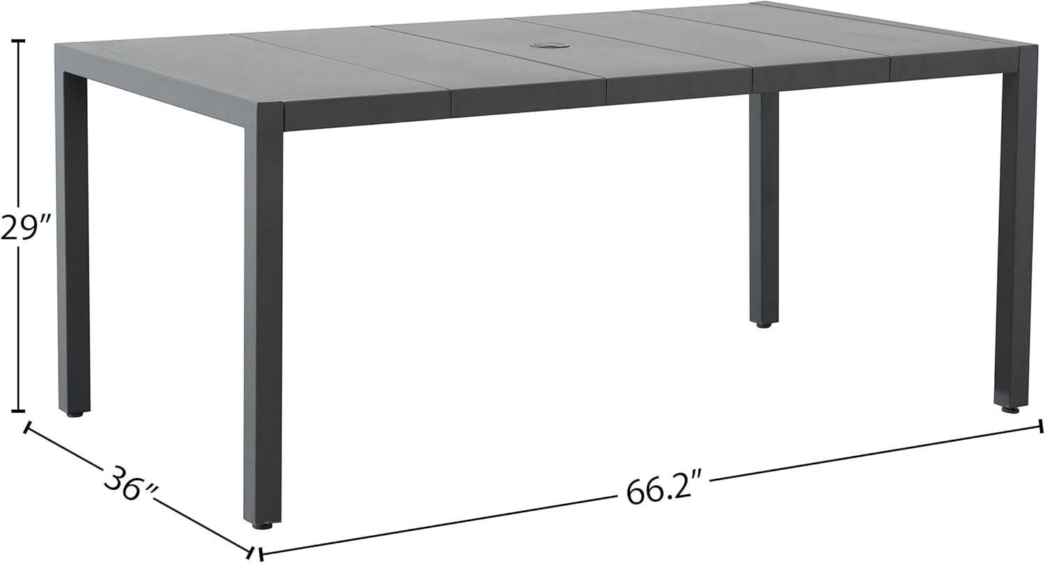  Brand - Ravenna Home Archer Outdoor Patio Steel Dining Table with Panel Top, 66.14"W, Gray : Garden & Outdoor