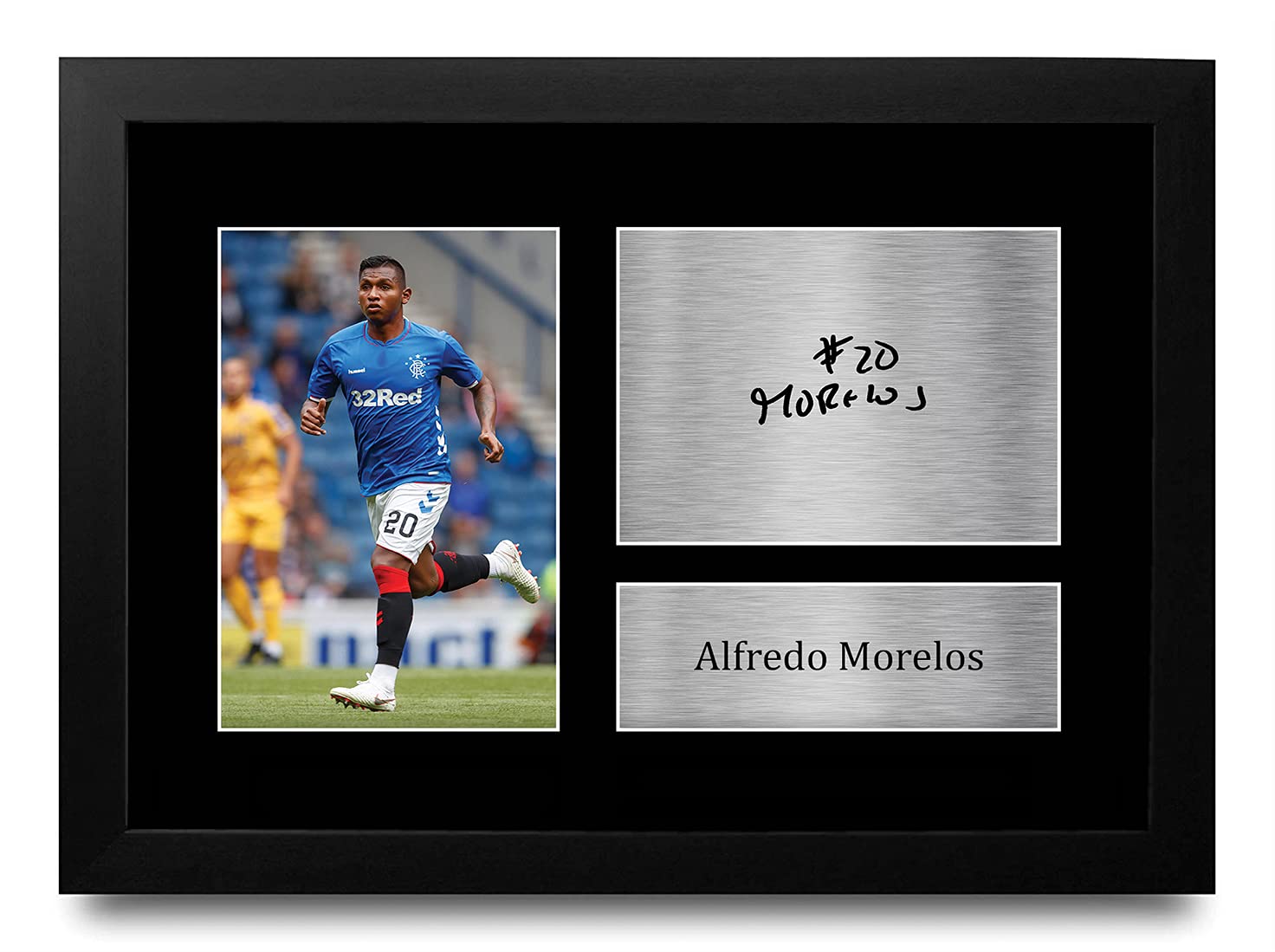 HWC Trading Alfredo Morelos Rangers Gifts Printed Signed Autograph Picture for Fans and Supporters - A4 Framed