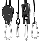 [Security Plus] VIVOSUN 1 Pair 1/8 inch Adjustable Heavy Duty Rope Hanger w/ Reinforced Metal Internal Gears, Loose-proof Design, 8-ft Long & 150lbs Weight Capacity ( UPGRADED )