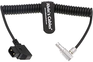 Alvin's Cables Right Angle 2 Pin Male to D-tap Coiled Cable for SmallHD Monitor| Teradek