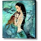 Modern Oil Painting Print Art Animal Painting Mermaid Pattern on Canvas Wall Art Home Decoration Unframe 20 x 20 in