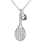 DAOCHONG S925 Sterling Silver Jewelry Tennis Racket Pendant Necklace Gift for Tennis Sports lover 18 inches to 20 inches