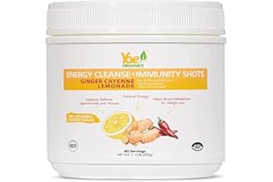 Yae! Organics Ginger Cayenne Lemonade New Upgraded Mild Formula - Immunity Shots, Vitamin C Natural Energy Booster Juice with Alkaline Cleansing Benefits (80 Servings) (1.10lb (Pack of 1))