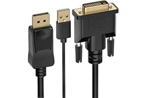 Active DVI to Displayport Converter Adapter Cable with USB Power 6ft, BolAAzuL DVI-D in to Displayport Out Video Adapter Cabl