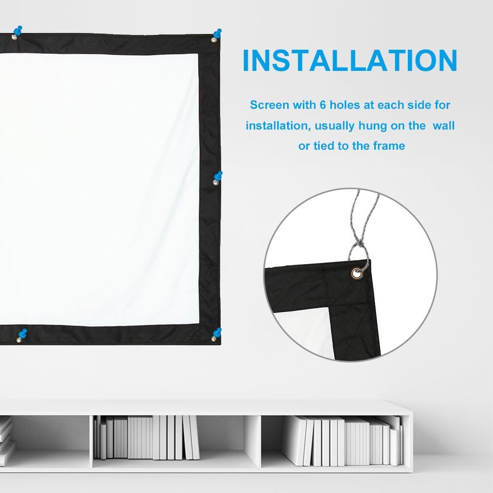 16:9/4:3 HD Matte White Projector Screen Portable Folded Home Theater Cinema Projection Screen With Eyelets For HDTV/Sports/Movies/Presentations (Design : 16:9, Size : 150-inch) - Image 4