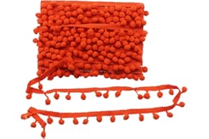 Yalulu 20Yards Mini Pom Pom Trim Ball Fringe Ribbon DIY Sewing Accessory Lace Trim for Pillow Curtains Home Decoration (Orange)