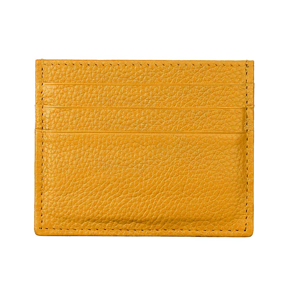 Hibate Genuine Leather Women Girls Ladies Slim Credit Card Case Holder Sleeve Wallet - Yellow