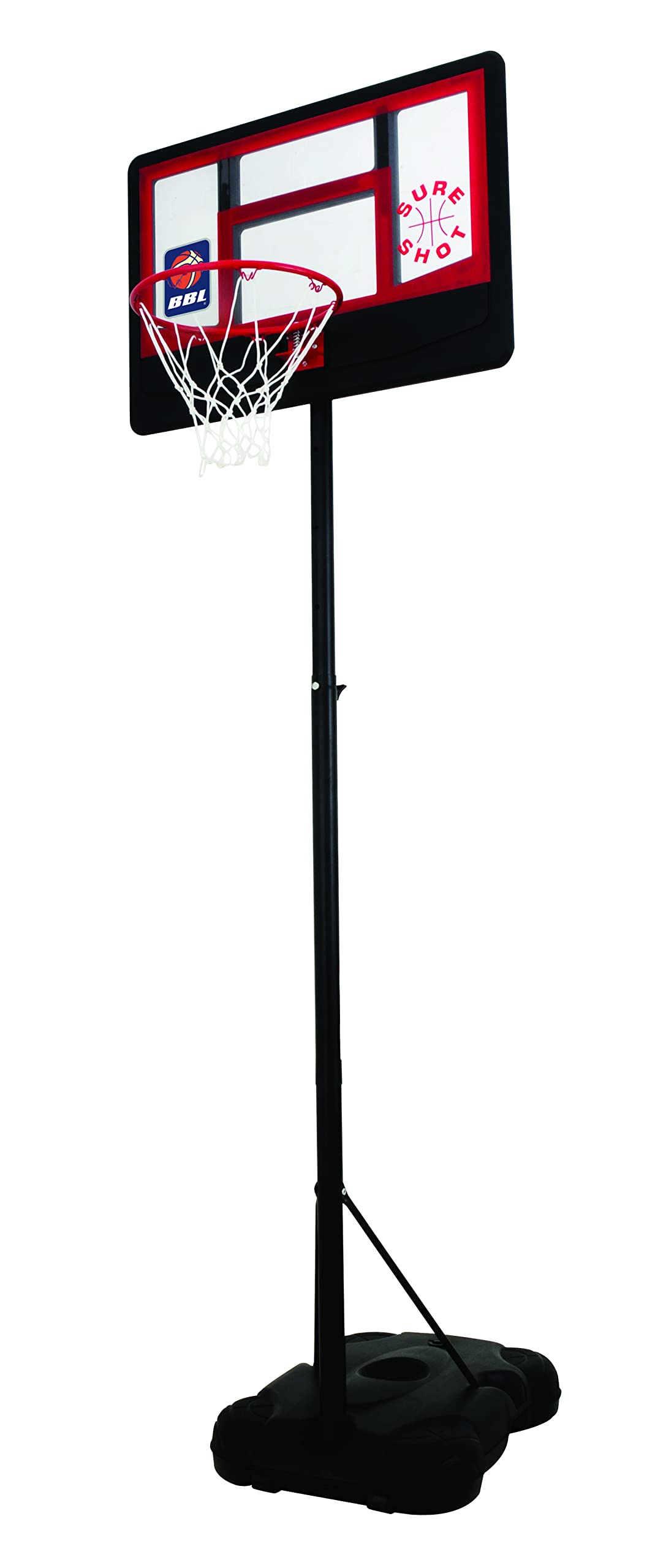 Sure Shot Little Shot Portable Basketball Hoop and Stand, Acrylic Backboard, Adjustable 1.6 m to 2.25 m