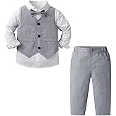 Boarnseorl Baby Boys Pants Sets, Infant Long Sleeve Shirt + Pants + Bow Tie + Vest,Toddler Gentleman Outfits