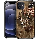 DJSOK Case Compatible with iPhone 12 Mini,H American Flag Elk Deer with Four Corners Shockproof Protection Soft TPU Bumper and Hard PC Pattern Back Case for iPhone 12 Mini
