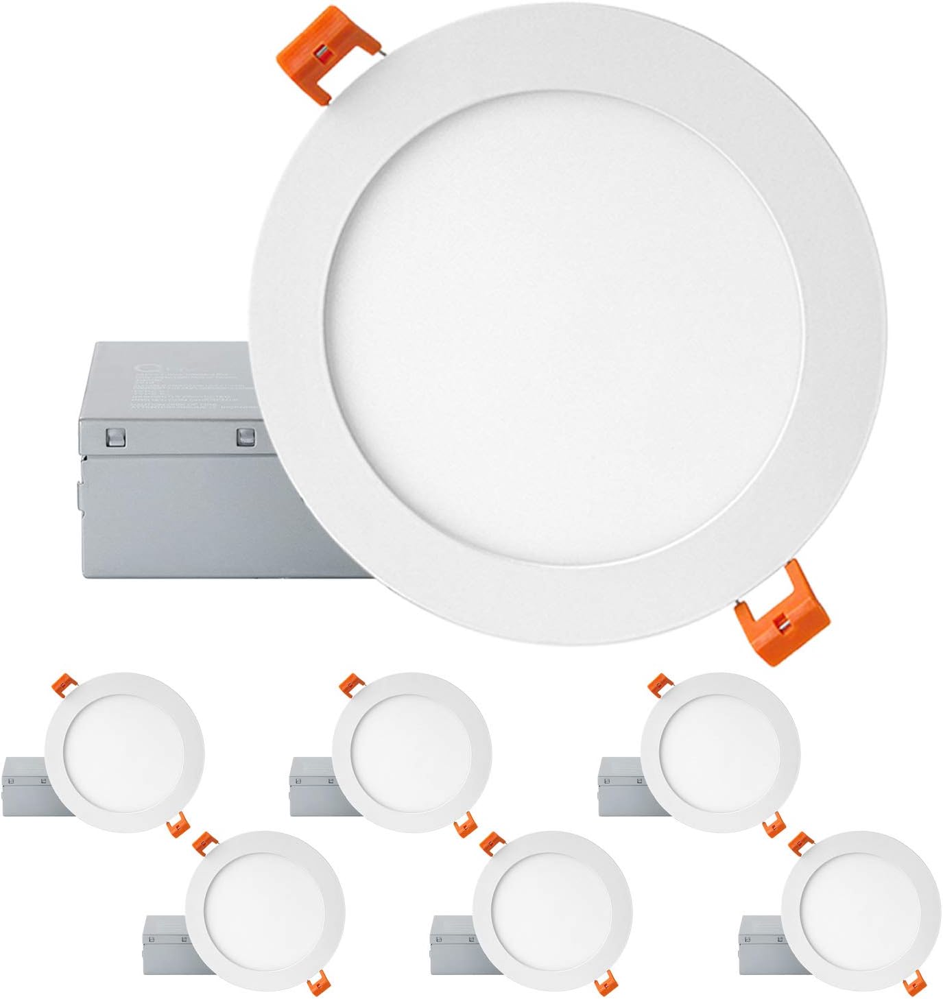 Pack of 6 QPLUS 6 inch Recessed LED Pot Lights, 13 Watts (=100 Watts