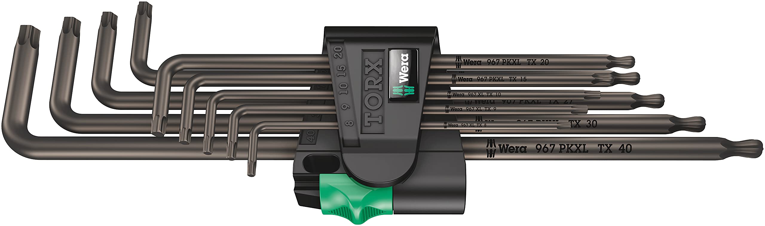 Wera 05024460001 967 TX XL Torx Laser Long L-key set, Black, TX 8-40