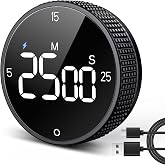 USB Rechargeable Magnetic Kitchen Timer for Cooking, Building 800mAh Battery Large Display Digital Countdown Countup Timer, 3 Preset 5/15/25 Mins Loud Alarm for Kitchen Classroom Grilling Studying