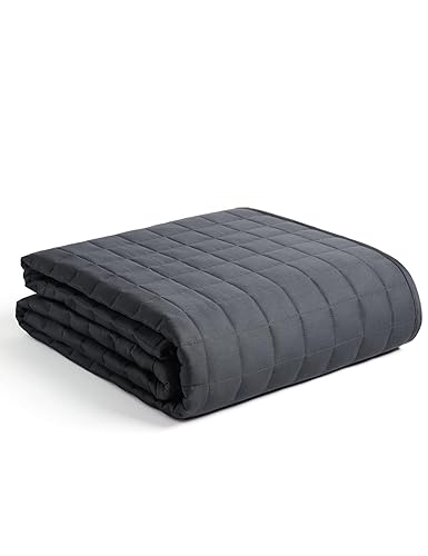 YnM 15lbs Weighted Blanket for Adults, Heavy Bed Throw Blanket with Cooling Glass Beads for All Season Use, Ideal for ~90lbs (48x72 Inches, Twin/Full, Dark Grey)