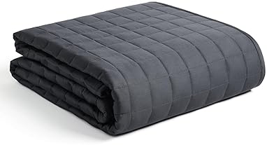 Blankets & Throws - YnM 15lbs Weighted Blanket for Adults, Heavy Bed Throw Blanket with Cooling Glass Beads for All Season Use, Ideal for ~90lbs (48x72 Inches, Twin/Full, Dark Grey)