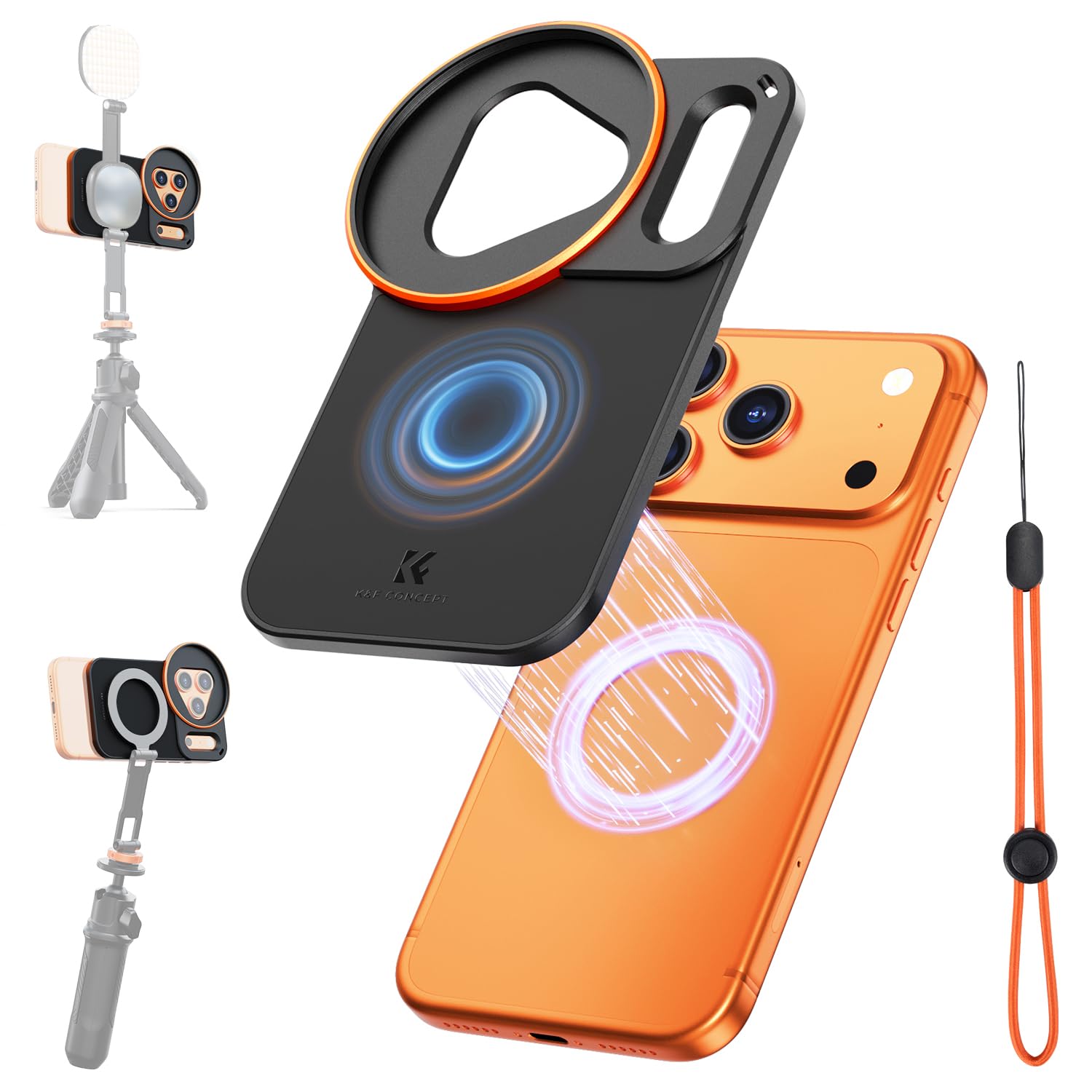 K&F CONCEPT Double-Sided Magnetic Lens Filter Mount Adapter, Compatible with iPhone 17 Pro and 58mm Threaded Filters, iPhone Filter Mount (Filter Not Included)