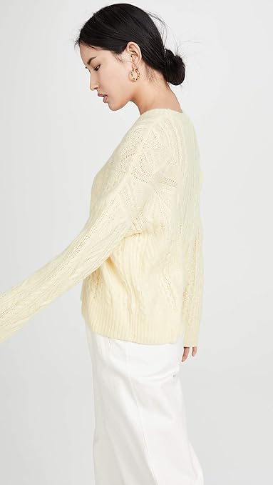 vince open knit cashmere cable crew