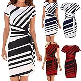 Beautyfine Pencil Stripe Dresses Party Casual Working Formal Mini Dress