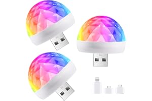 Orlabno USB Mini Disco Ball Light, Sound Activated Party Light, Stocking Stuffers for Kids, Car Karaoke Bar Party Decoration Light, Gifts for Birthday and Christmas(3PACK)