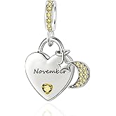 QeenseKc 12 Months Birthstone Heart Charm Moon and Star Pendant Bead Compatible with Pandora Bracelet Women