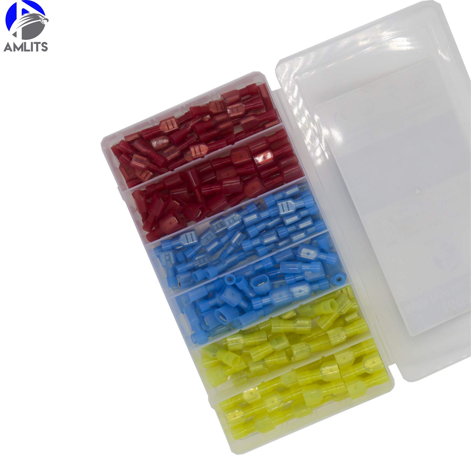 Amlits 160 PCS Fully Insulated Male & Female Spade Nylon Quick Disconnect Electrical Crimp Cold-Pressed Terminals Assortment Kit: Industrial & Scientific