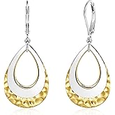 925 Sterling Silver Teardrop Dangle Earrings for Women Hammered Layer Drop Dangle Earrings Jewelry Hypoallergenic Boho Teardrop Leverback Dangle Earings for Jewelry Gifts
